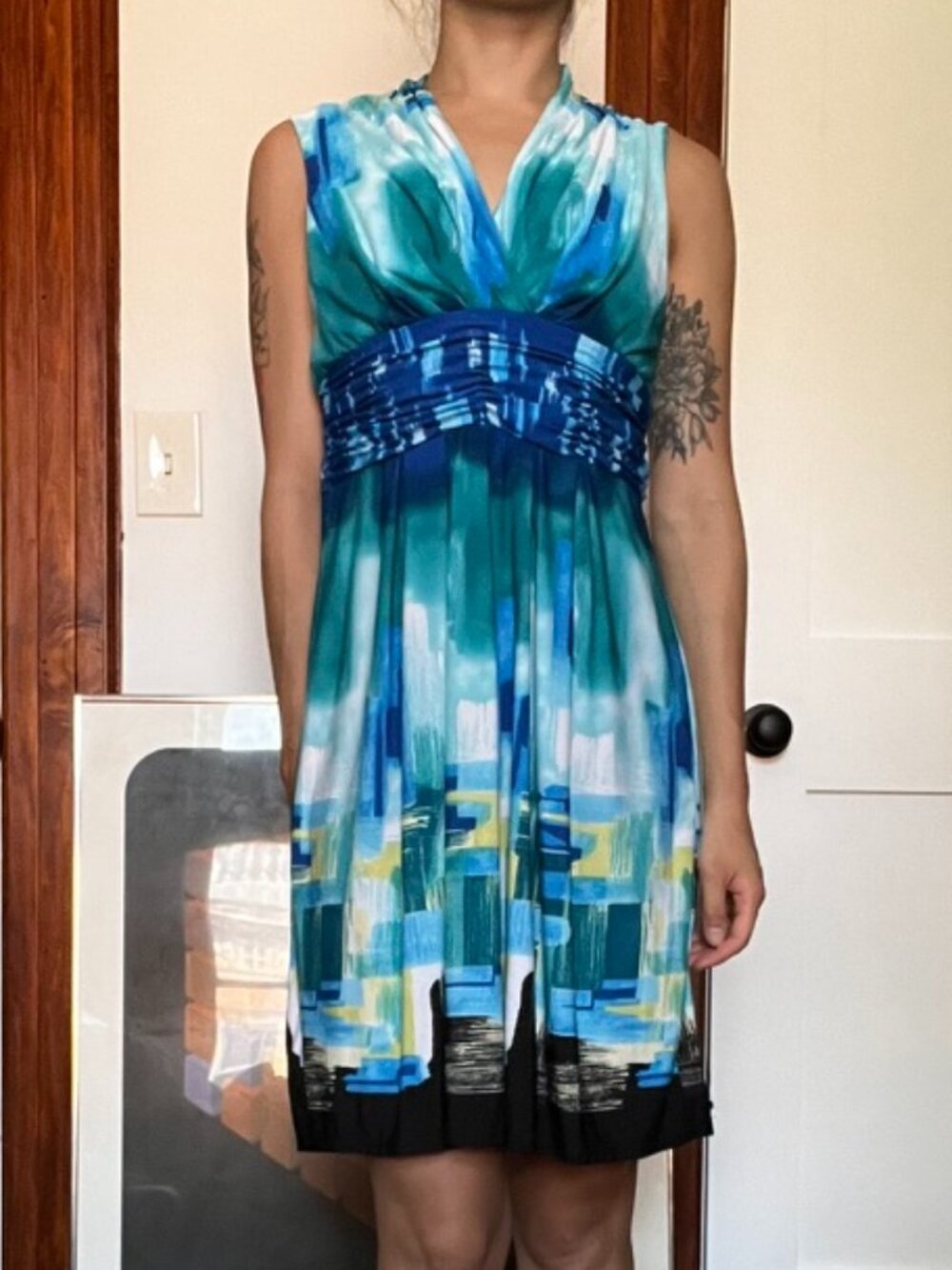 Blue Abstract Geometric Sundress